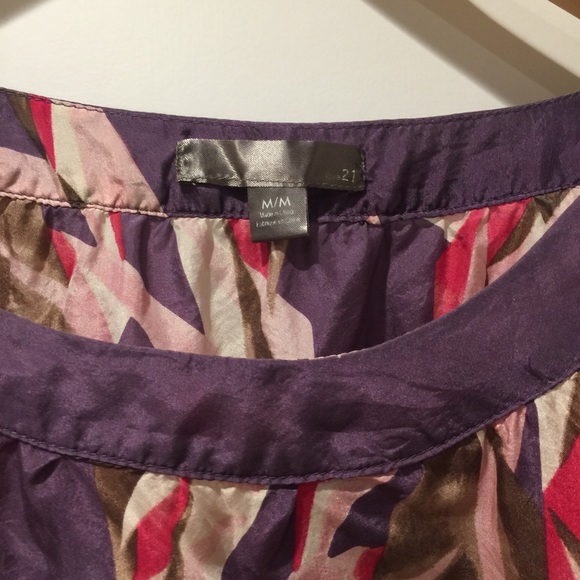 100% Silk Deep Lavender 3/4 sleeve Top F21 M - Picture 3 of 6